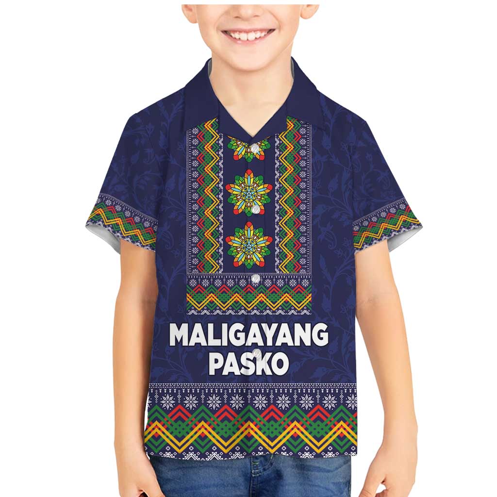 Philippines Merry Christmas Family Matching Mermaid Dress and Hawaiian Shirt Maligayang Pasko with Parol and Xmas Pattern Barong Style - Wonder Print Shop
