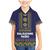 Philippines Merry Christmas Family Matching Mermaid Dress and Hawaiian Shirt Maligayang Pasko with Parol and Xmas Pattern Barong Style - Wonder Print Shop