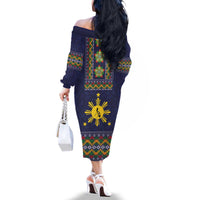 Philippines Merry Christmas Family Matching Off The Shoulder Long Sleeve Dress and Hawaiian Shirt Maligayang Pasko with Parol and Xmas Pattern Barong Style - Wonder Print Shop