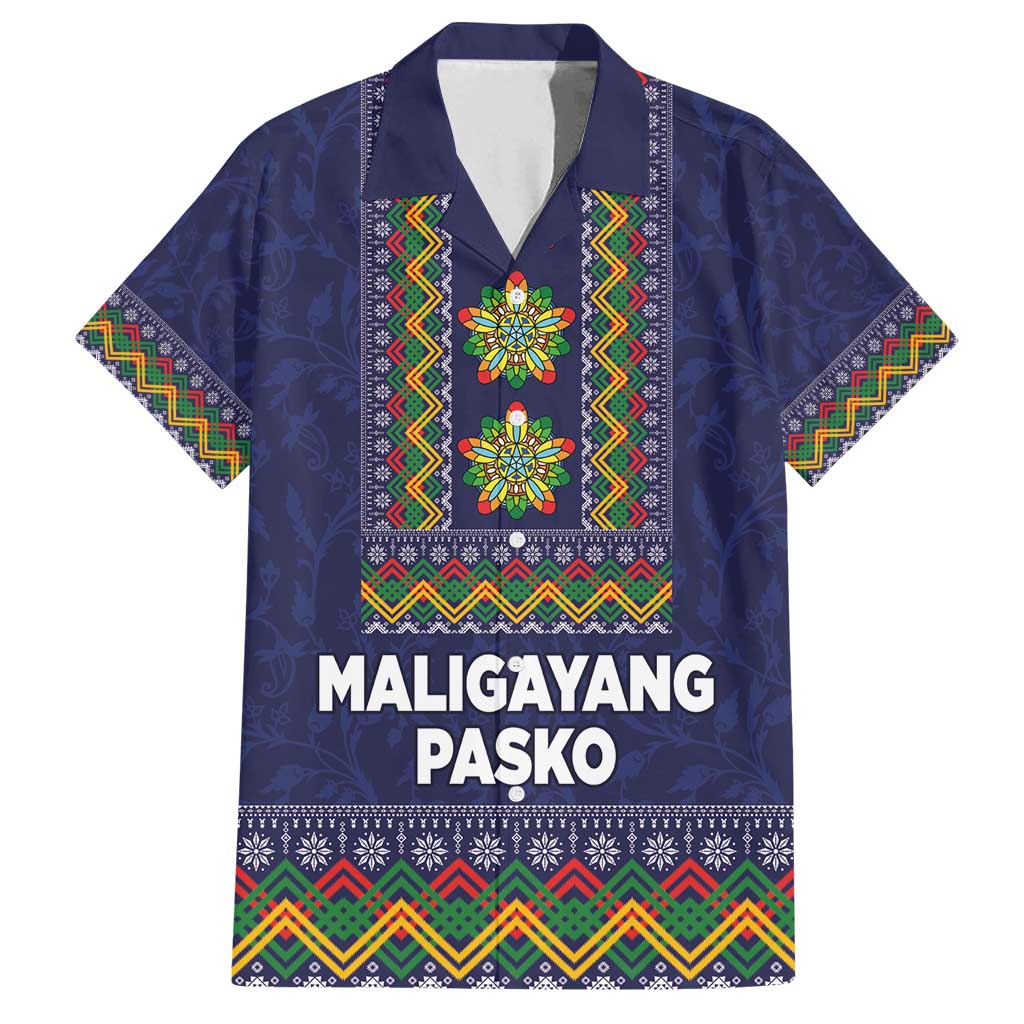 Philippines Merry Christmas Family Matching Off Shoulder Maxi Dress and Hawaiian Shirt Maligayang Pasko with Parol and Xmas Pattern Barong Style - Wonder Print Shop