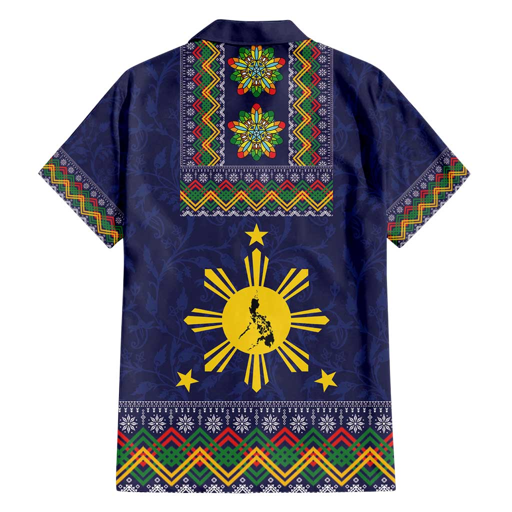 Philippines Merry Christmas Family Matching Off Shoulder Short Dress and Hawaiian Shirt Maligayang Pasko with Parol and Xmas Pattern Barong Style - Wonder Print Shop