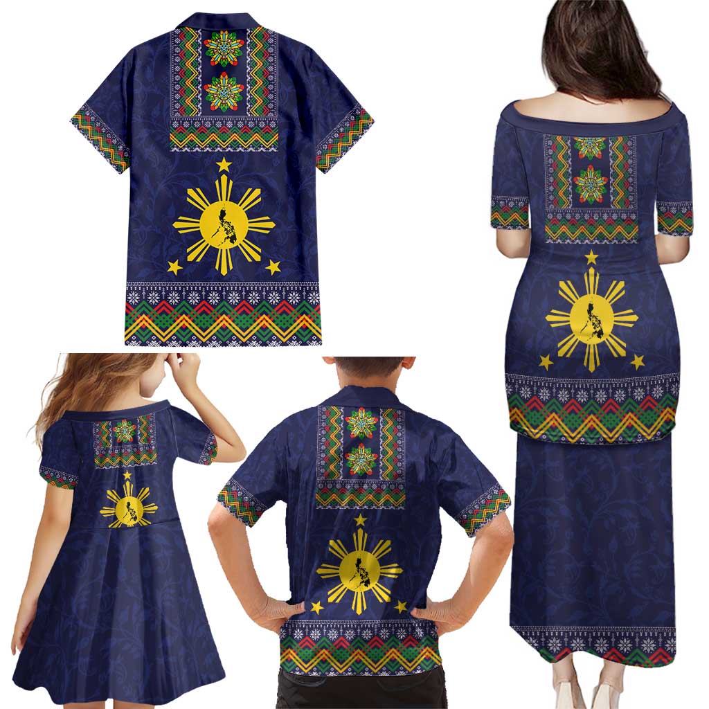 Philippines Merry Christmas Family Matching Puletasi and Hawaiian Shirt Maligayang Pasko with Parol and Xmas Pattern Barong Style - Wonder Print Shop