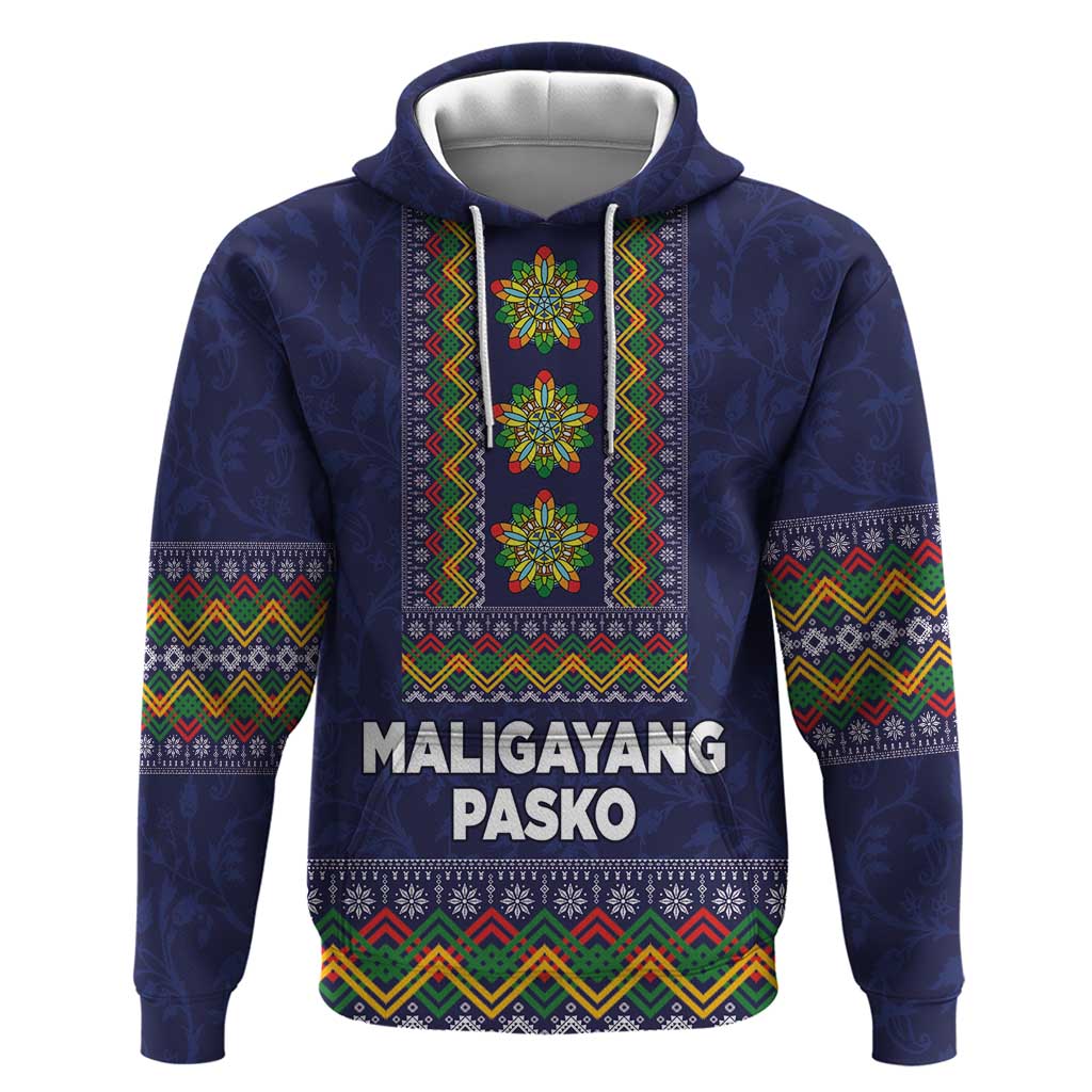 Philippines Merry Christmas Hoodie Maligayang Pasko with Parol and Xmas Pattern Barong Style - Wonder Print Shop