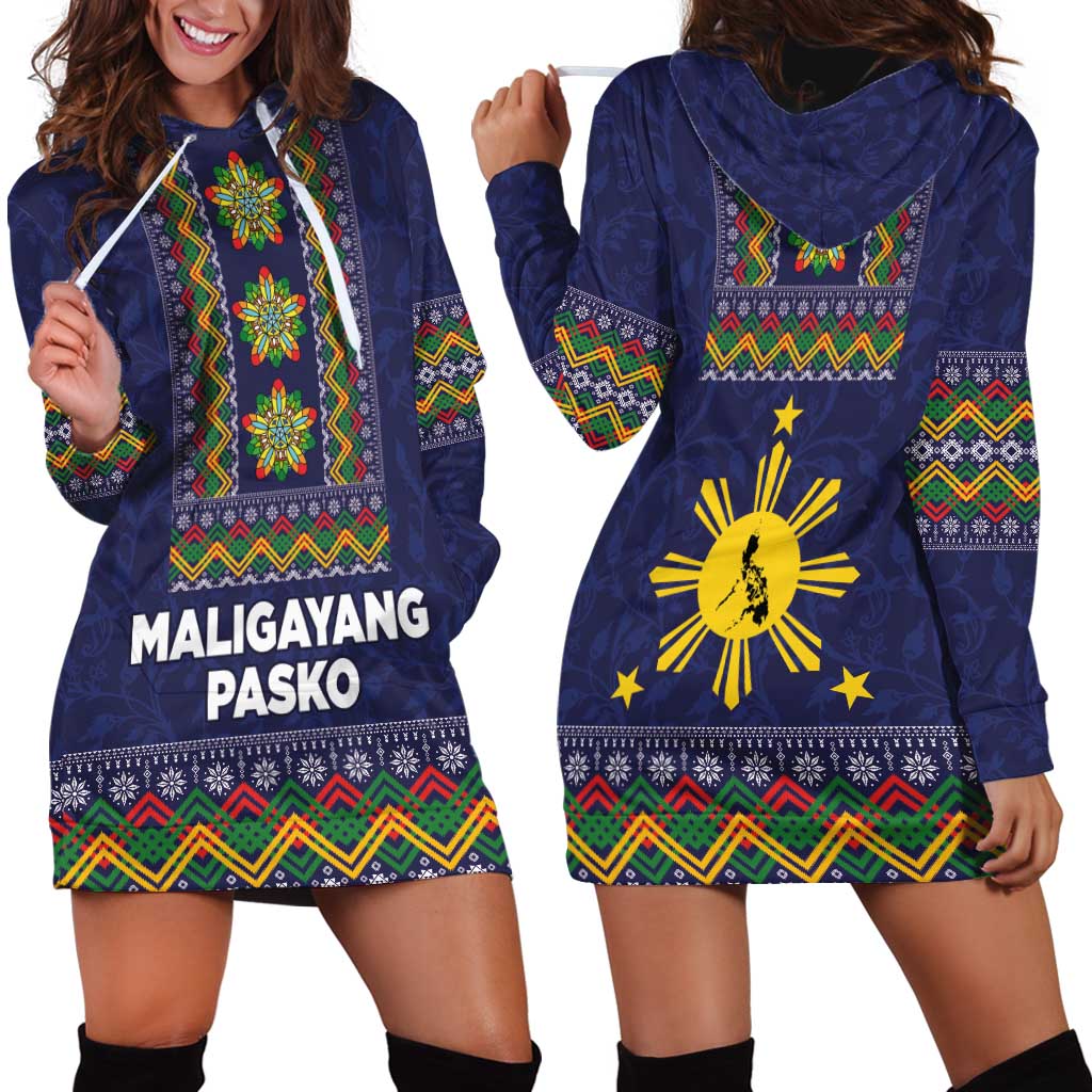 Philippines Merry Christmas Hoodie Dress Maligayang Pasko with Parol and Xmas Pattern Barong Style - Wonder Print Shop