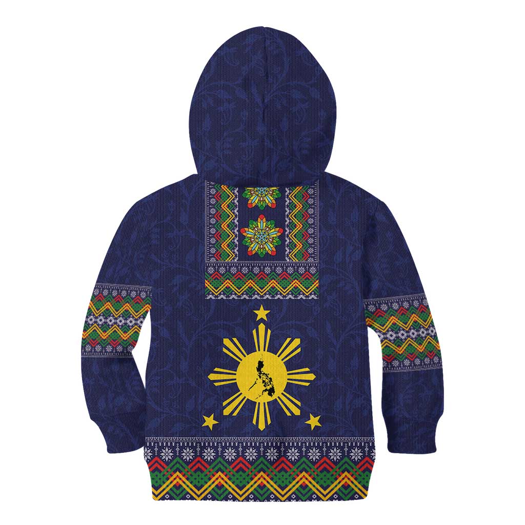 Philippines Merry Christmas Kid Hoodie Maligayang Pasko with Parol and Xmas Pattern Barong Style - Wonder Print Shop