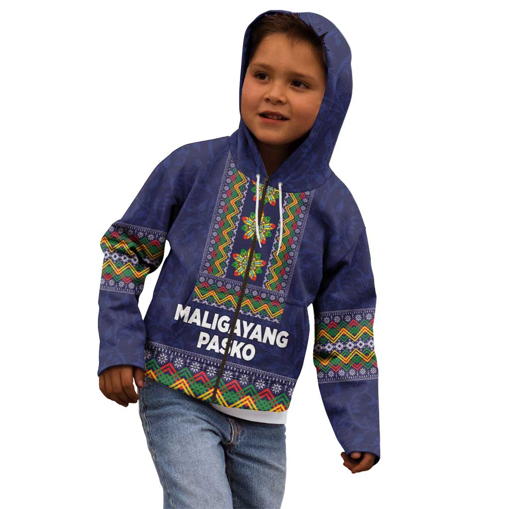 Philippines Merry Christmas Kid Hoodie Maligayang Pasko with Parol and Xmas Pattern Barong Style - Wonder Print Shop