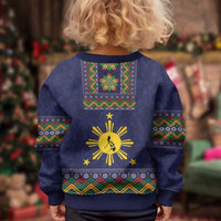 Philippines Merry Christmas Kid Ugly Christmas Sweater Maligayang Pasko with Parol and Xmas Pattern Barong Style - Wonder Print Shop