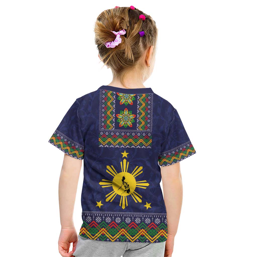Philippines Merry Christmas Kid T Shirt Maligayang Pasko with Parol and Xmas Pattern Barong Style - Wonder Print Shop