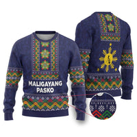 Philippines Merry Christmas Ugly Christmas Sweater Maligayang Pasko with Parol and Xmas Pattern Barong Style - Wonder Print Shop