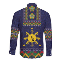 Philippines Merry Christmas Long Sleeve Button Shirt Maligayang Pasko with Parol and Xmas Pattern Barong Style - Wonder Print Shop