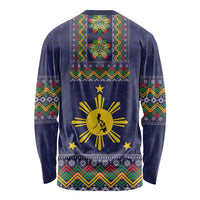 Philippines Merry Christmas Long Sleeve Shirt Maligayang Pasko with Parol and Xmas Pattern Barong Style - Wonder Print Shop