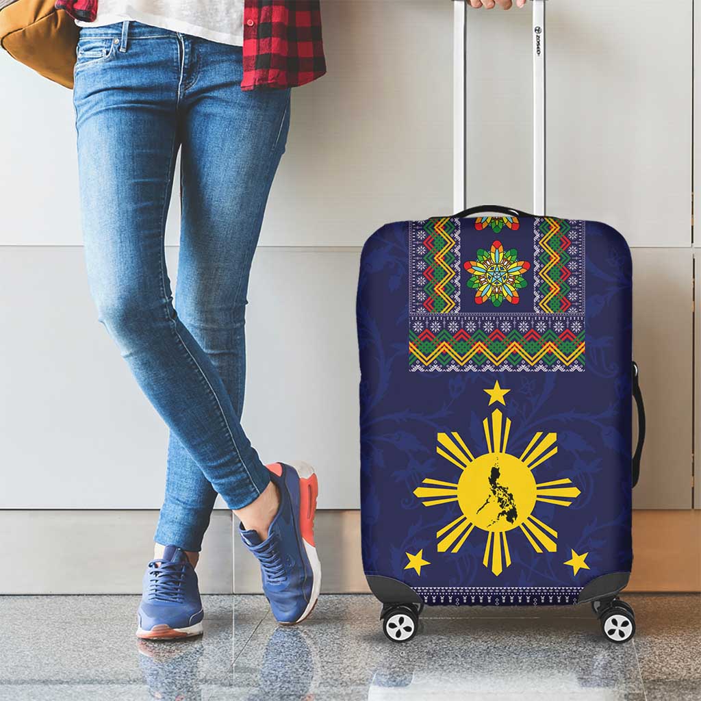 Philippines Merry Christmas Luggage Cover Maligayang Pasko with Parol and Xmas Pattern Barong Style - Wonder Print Shop