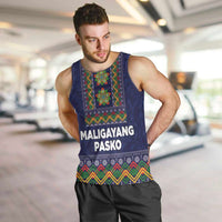 Philippines Merry Christmas Men Tank Top Maligayang Pasko with Parol and Xmas Pattern Barong Style - Wonder Print Shop