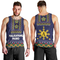Philippines Merry Christmas Men Tank Top Maligayang Pasko with Parol and Xmas Pattern Barong Style - Wonder Print Shop