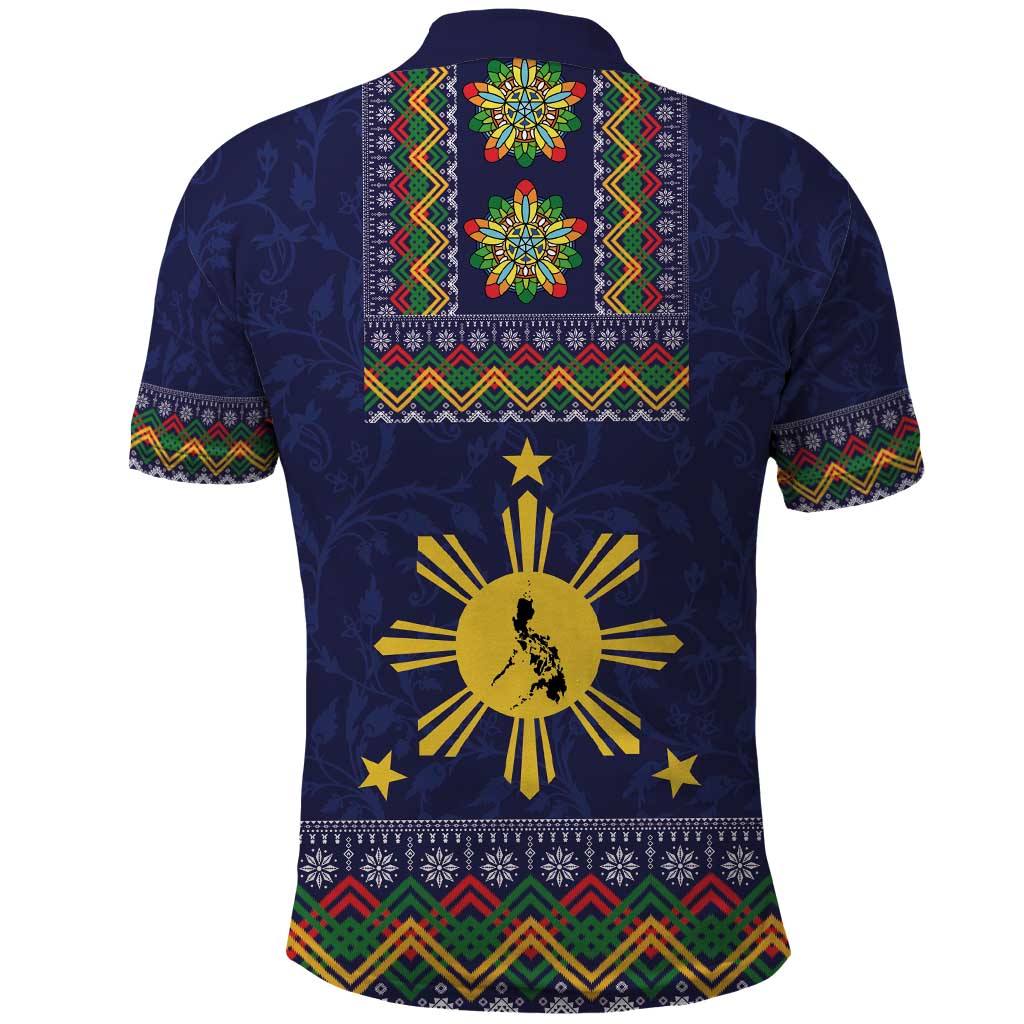 Philippines Merry Christmas Polo Shirt Maligayang Pasko with Parol and Xmas Pattern Barong Style - Wonder Print Shop