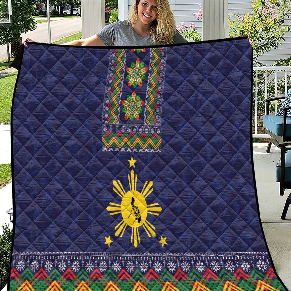 Philippines Merry Christmas Quilt Maligayang Pasko with Parol and Xmas Pattern Barong Style - Wonder Print Shop