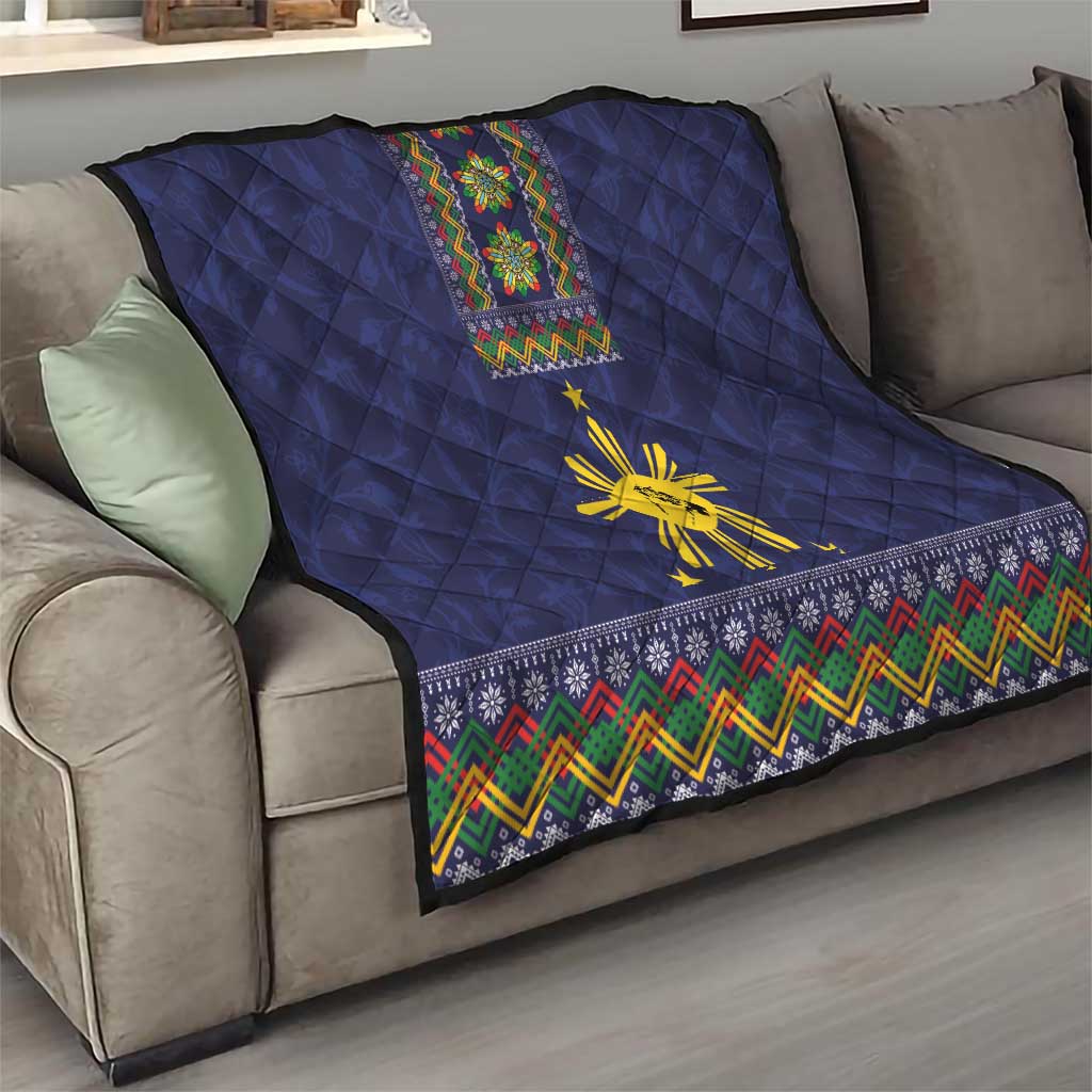 Philippines Merry Christmas Quilt Maligayang Pasko with Parol and Xmas Pattern Barong Style - Wonder Print Shop