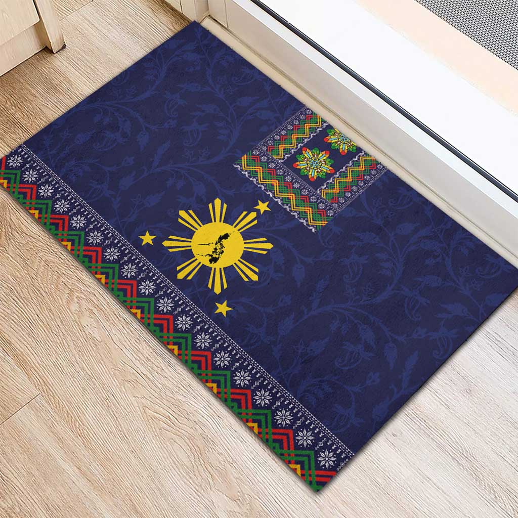Philippines Merry Christmas Rubber Doormat Maligayang Pasko with Parol and Xmas Pattern Barong Style - Wonder Print Shop