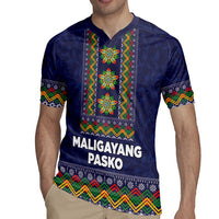 Philippines Merry Christmas Rugby Jersey Maligayang Pasko with Parol and Xmas Pattern Barong Style - Wonder Print Shop