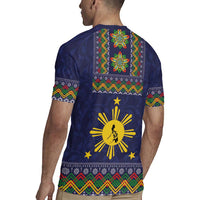 Philippines Merry Christmas Rugby Jersey Maligayang Pasko with Parol and Xmas Pattern Barong Style - Wonder Print Shop