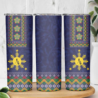 Philippines Merry Christmas Skinny Tumbler Maligayang Pasko with Parol and Xmas Pattern Barong Style - Wonder Print Shop
