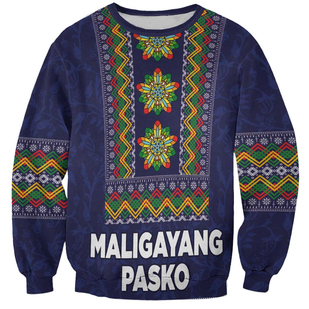 Philippines Merry Christmas Sweatshirt Maligayang Pasko with Parol and Xmas Pattern Barong Style - Wonder Print Shop
