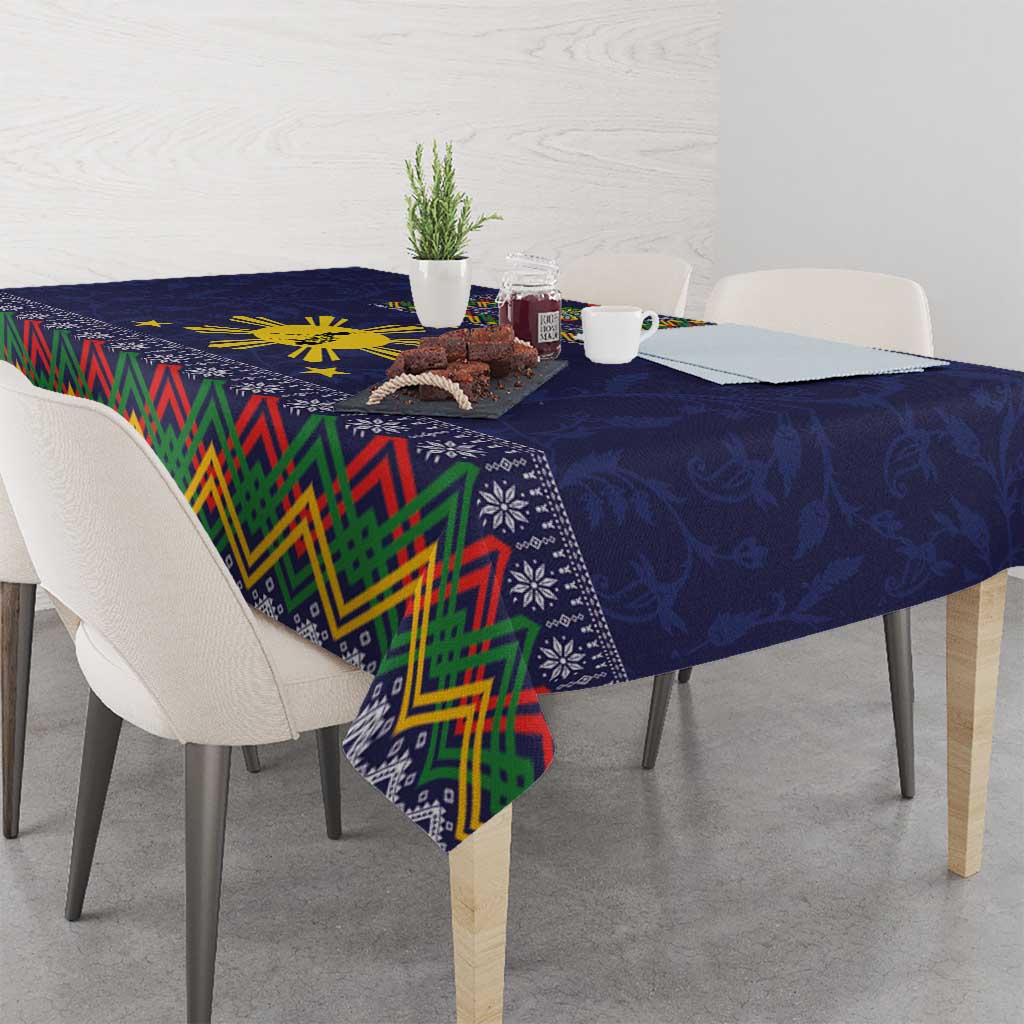 Philippines Merry Christmas Tablecloth Maligayang Pasko with Parol and Xmas Pattern Barong Style - Wonder Print Shop