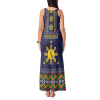 Philippines Merry Christmas Tank Maxi Dress Maligayang Pasko with Parol and Xmas Pattern Barong Style - Wonder Print Shop