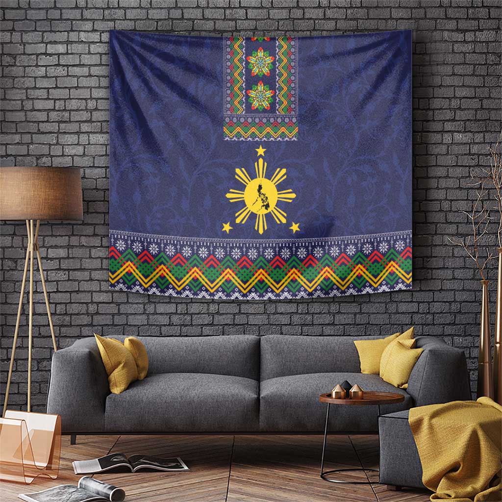 Philippines Merry Christmas Tapestry Maligayang Pasko with Parol and Xmas Pattern Barong Style - Wonder Print Shop