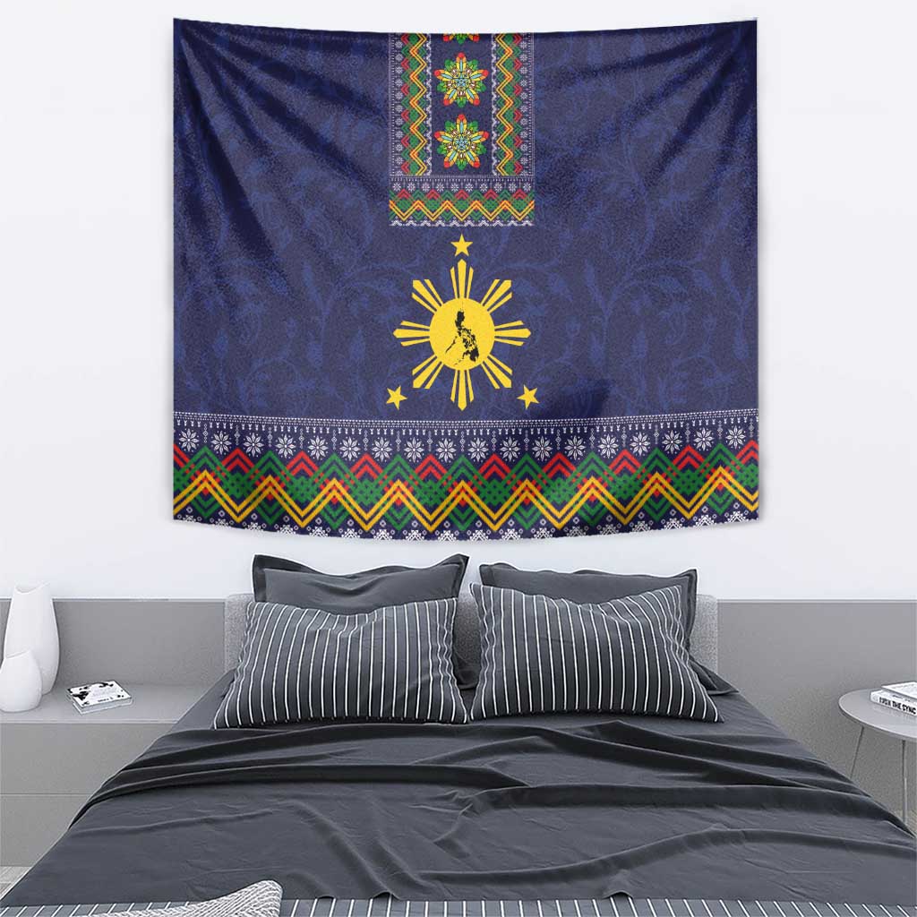 Philippines Merry Christmas Tapestry Maligayang Pasko with Parol and Xmas Pattern Barong Style - Wonder Print Shop