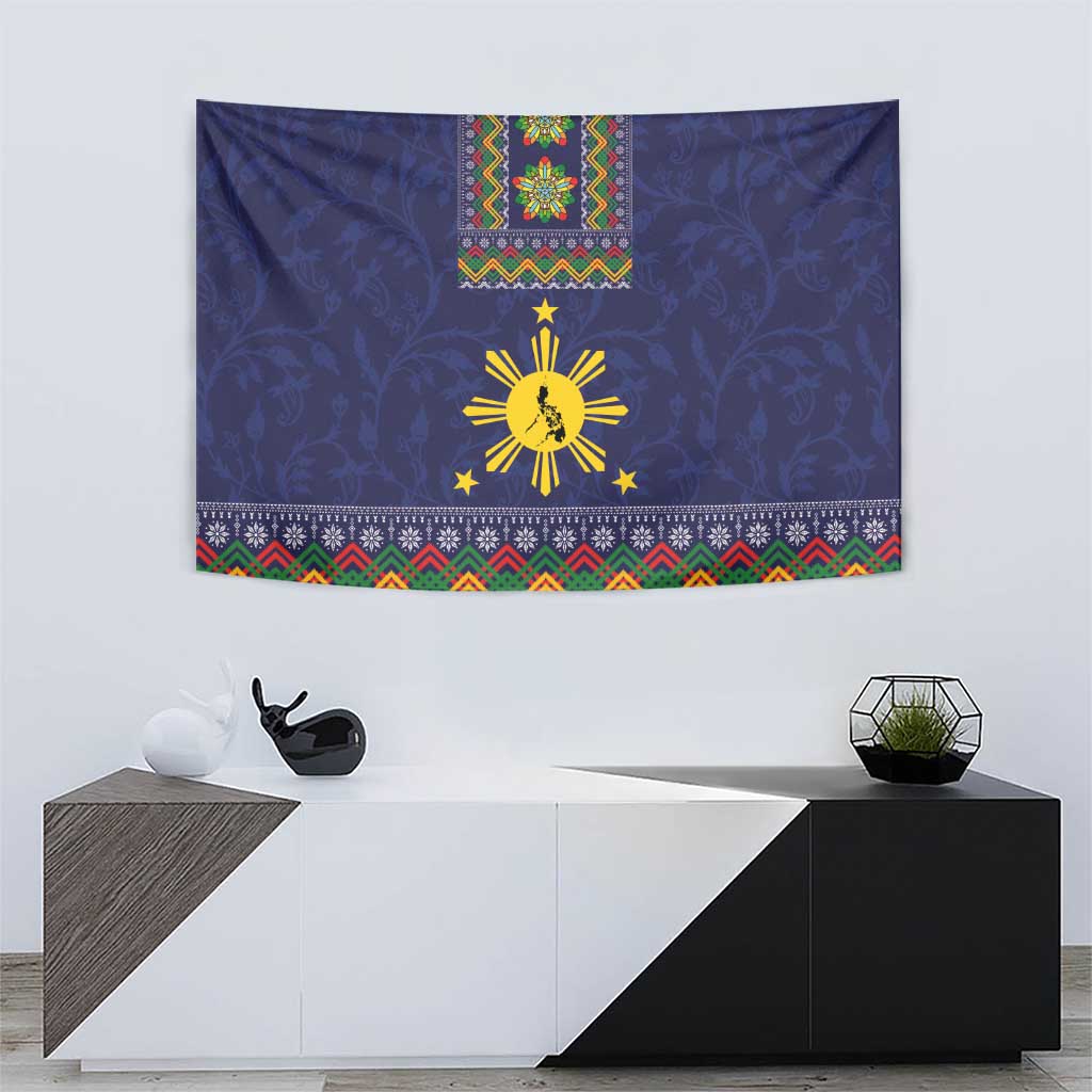 Philippines Merry Christmas Tapestry Maligayang Pasko with Parol and Xmas Pattern Barong Style - Wonder Print Shop