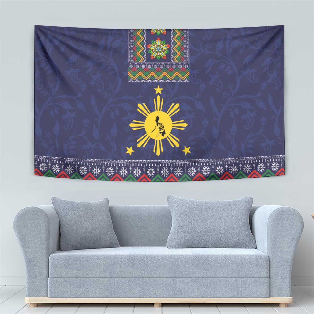 Philippines Merry Christmas Tapestry Maligayang Pasko with Parol and Xmas Pattern Barong Style - Wonder Print Shop