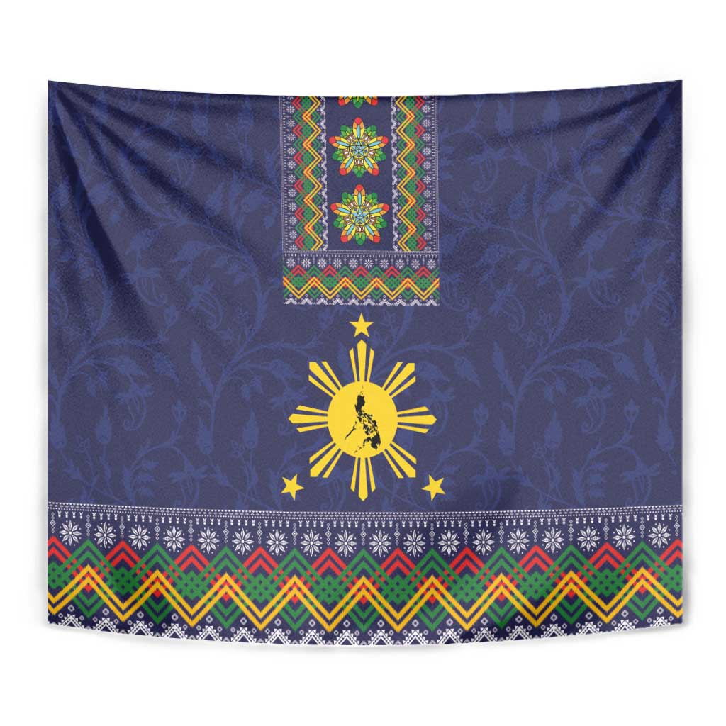Philippines Merry Christmas Tapestry Maligayang Pasko with Parol and Xmas Pattern Barong Style - Wonder Print Shop