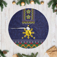 Philippines Merry Christmas Tree Skirt Maligayang Pasko with Parol and Xmas Pattern Barong Style - Wonder Print Shop