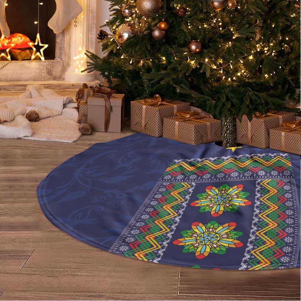 Philippines Merry Christmas Tree Skirt Maligayang Pasko with Parol and Xmas Pattern Barong Style - Wonder Print Shop