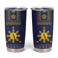 Philippines Merry Christmas Tumbler Cup Maligayang Pasko with Parol and Xmas Pattern Barong Style - Wonder Print Shop
