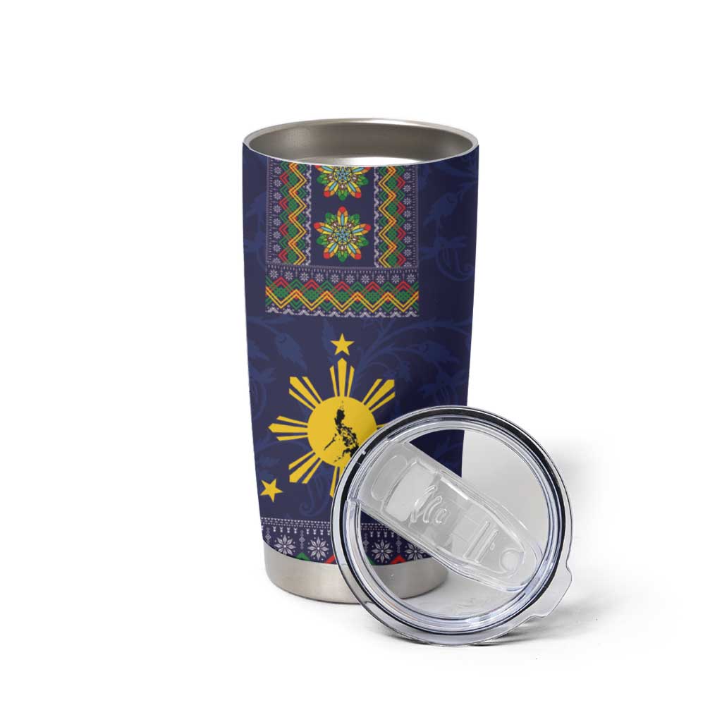 Philippines Merry Christmas Tumbler Cup Maligayang Pasko with Parol and Xmas Pattern Barong Style - Wonder Print Shop