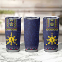Philippines Merry Christmas Tumbler Cup Maligayang Pasko with Parol and Xmas Pattern Barong Style - Wonder Print Shop