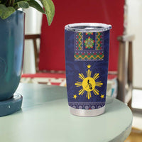 Philippines Merry Christmas Tumbler Cup Maligayang Pasko with Parol and Xmas Pattern Barong Style - Wonder Print Shop