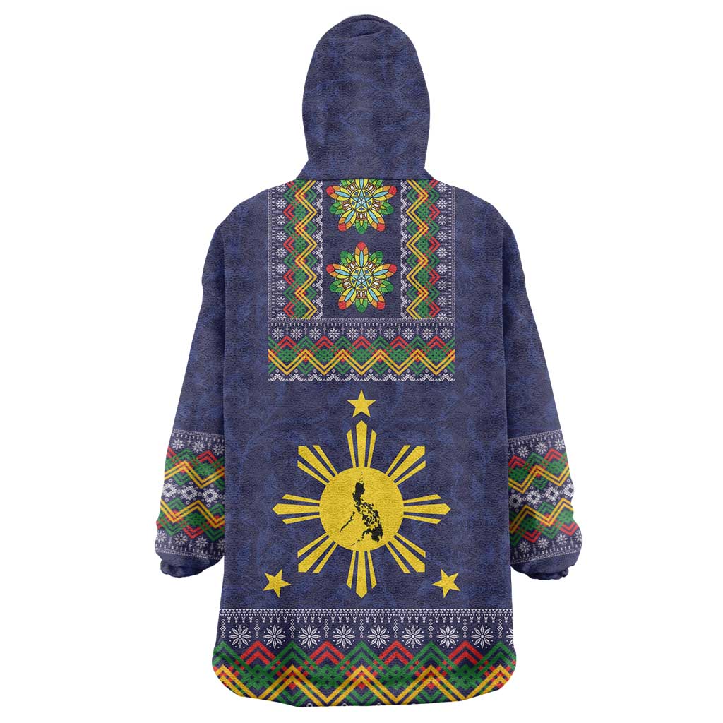 Philippines Merry Christmas Wearable Blanket Hoodie Maligayang Pasko with Parol and Xmas Pattern Barong Style - Wonder Print Shop