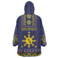 Philippines Merry Christmas Wearable Blanket Hoodie Maligayang Pasko with Parol and Xmas Pattern Barong Style - Wonder Print Shop
