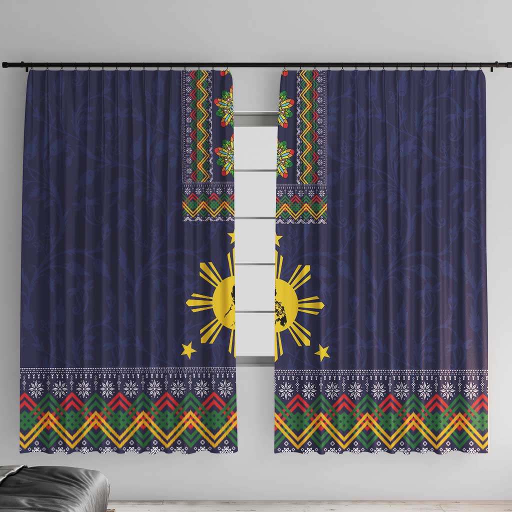 Philippines Merry Christmas Window Curtain Maligayang Pasko with Parol and Xmas Pattern Barong Style - Wonder Print Shop
