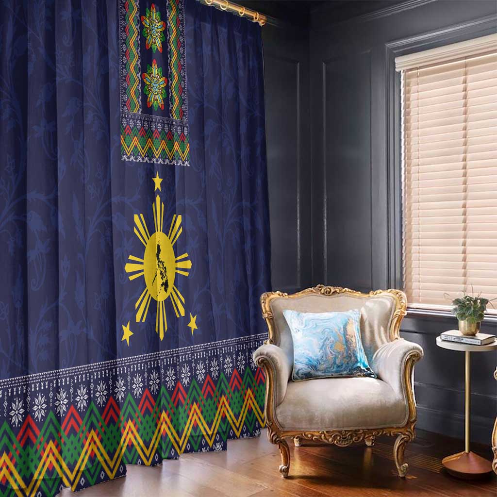 Philippines Merry Christmas Window Curtain Maligayang Pasko with Parol and Xmas Pattern Barong Style - Wonder Print Shop