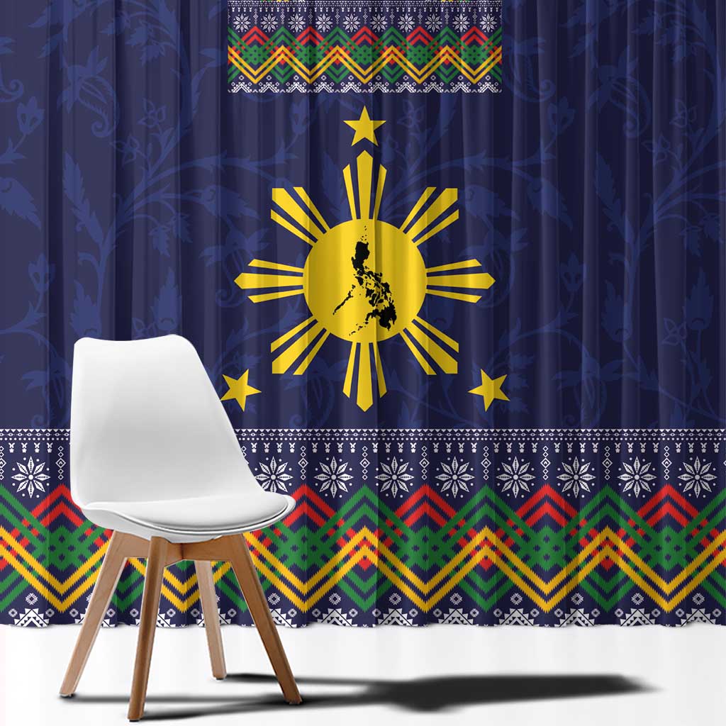 Philippines Merry Christmas Window Curtain Maligayang Pasko with Parol and Xmas Pattern Barong Style - Wonder Print Shop
