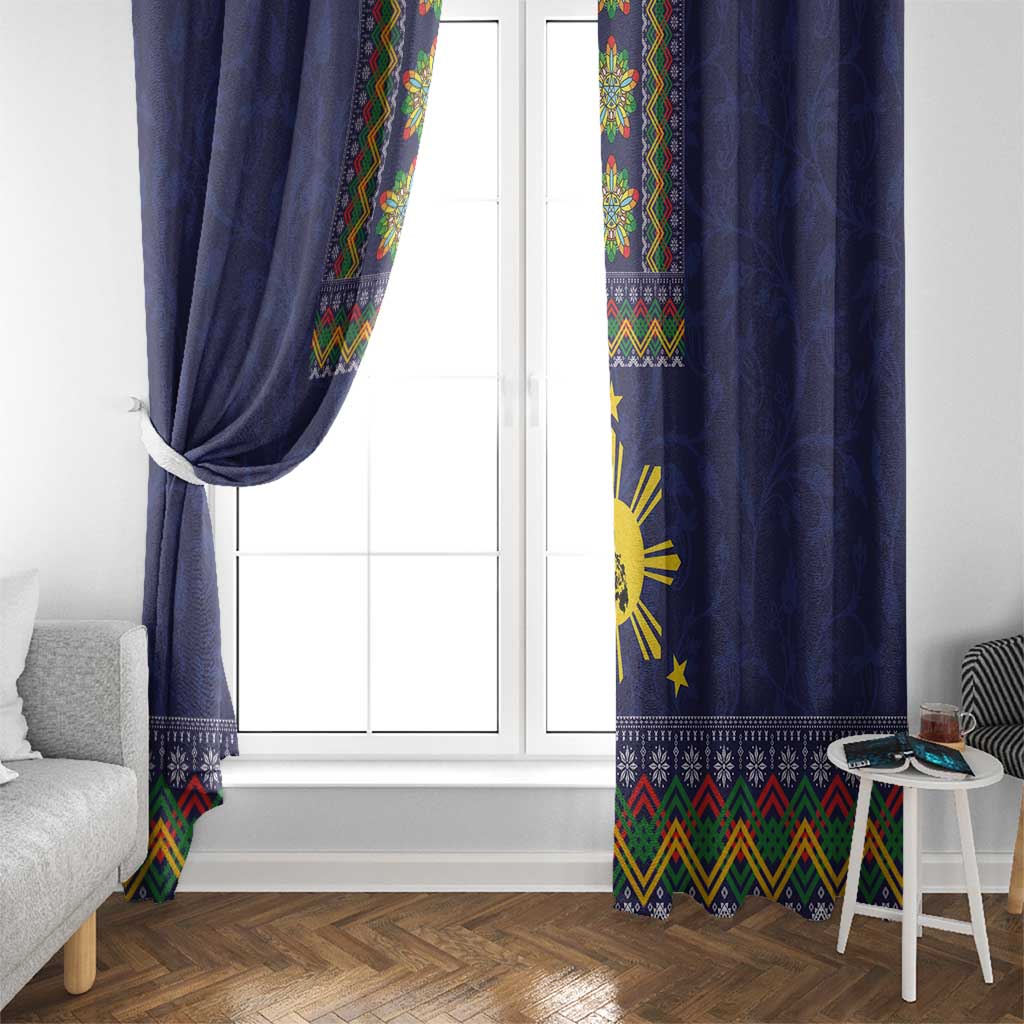 Philippines Merry Christmas Window Curtain Maligayang Pasko with Parol and Xmas Pattern Barong Style - Wonder Print Shop