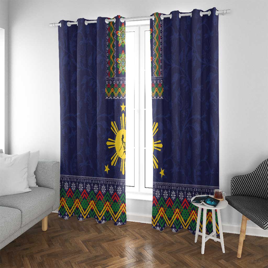 Philippines Merry Christmas Window Curtain Maligayang Pasko with Parol and Xmas Pattern Barong Style - Wonder Print Shop