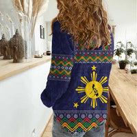 Philippines Merry Christmas Women Casual Shirt Maligayang Pasko with Parol and Xmas Pattern Barong Style - Wonder Print Shop