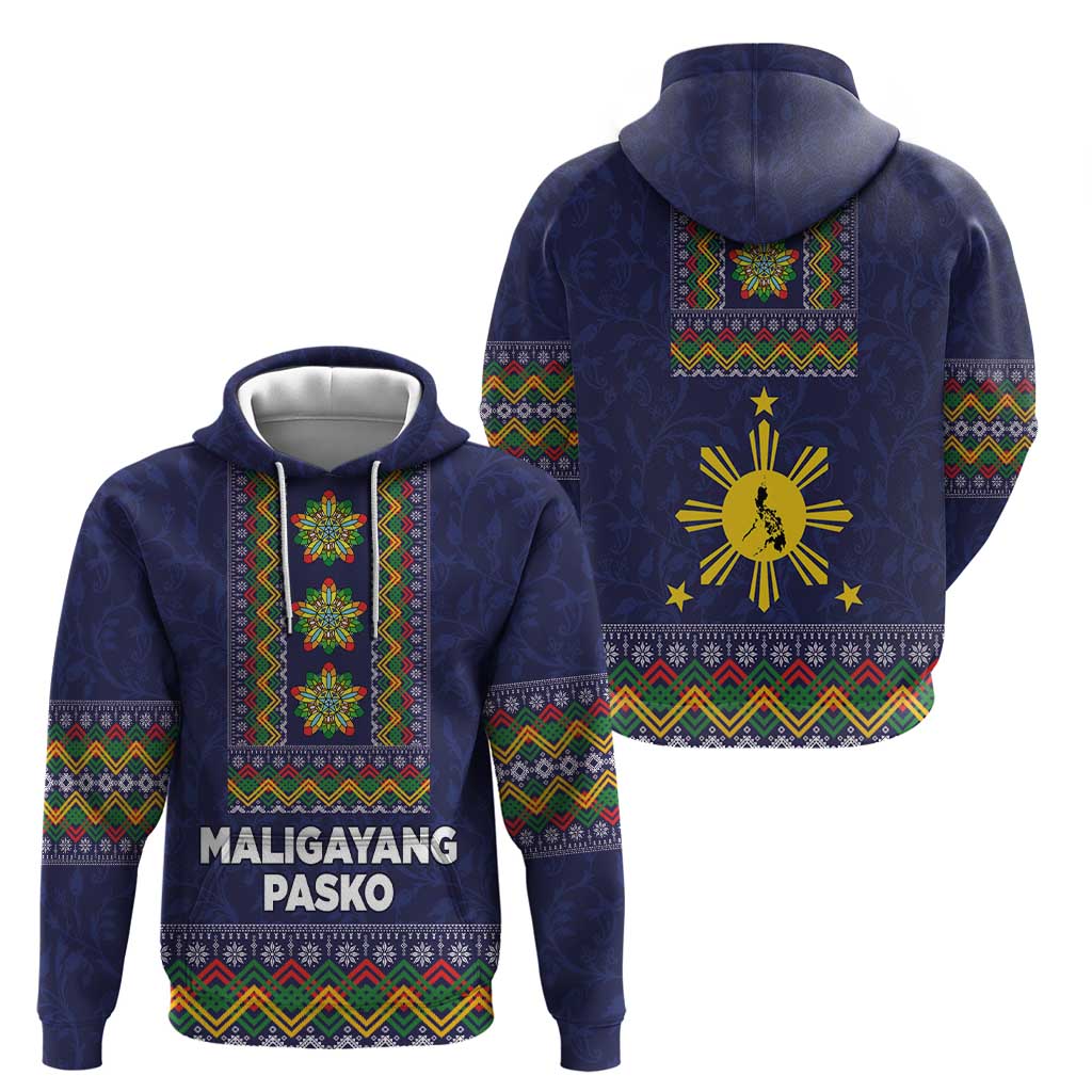 Philippines Merry Christmas Zip Hoodie Maligayang Pasko with Parol and Xmas Pattern Barong Style - Wonder Print Shop