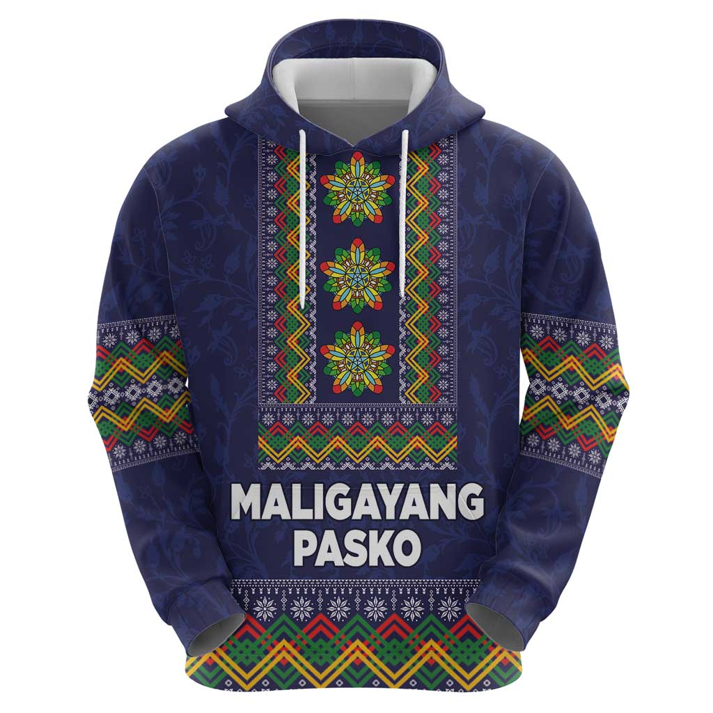 Philippines Merry Christmas Zip Hoodie Maligayang Pasko with Parol and Xmas Pattern Barong Style - Wonder Print Shop
