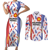 Custom Philippines Champions Football Jersey Couples Matching Short Sleeve Bodycon Dress and Long Sleeve Button Shirt - Wonder Print Shop